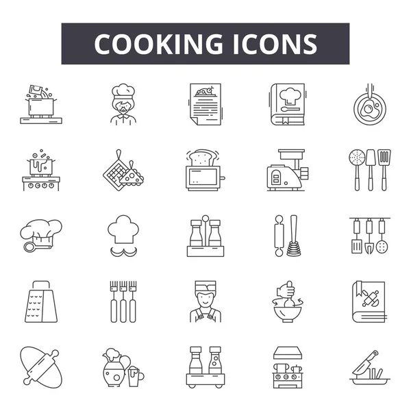 Iconos de línea de cocción, signos, conjunto de vectores, concepto lineal, ilustración de contorno — Vector de stock