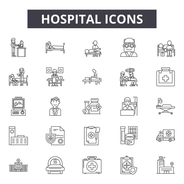 Iconos de línea de hospital, signos, conjunto de vectores, concepto lineal, ilustración de contorno — Archivo Imágenes Vectoriales