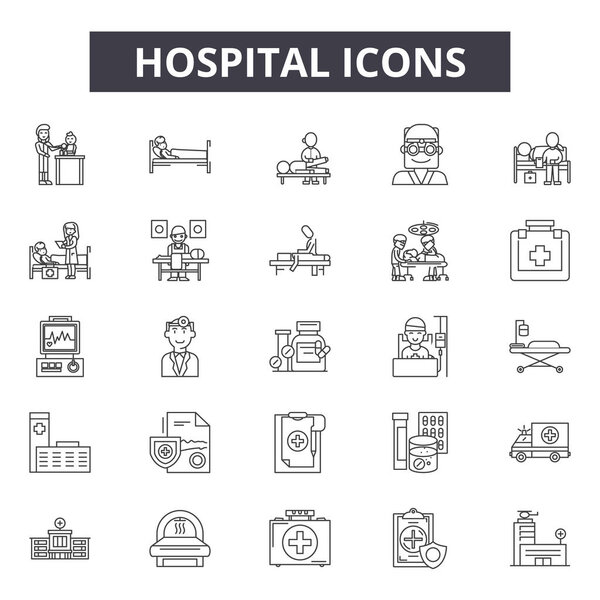Hospital line icons, signs, vector set, linear concept, outline illustration