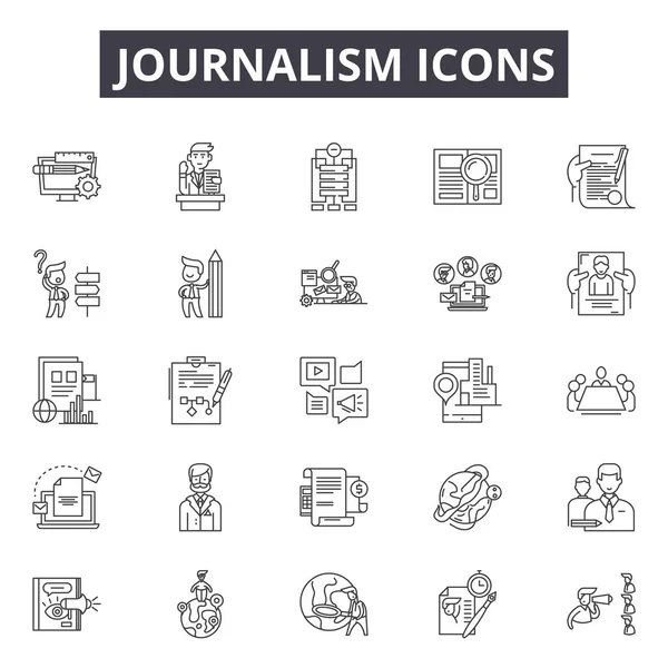 Journalistiek lijn iconen, tekenen, vector set, lineair concept, omtrek illustratie — Stockvector