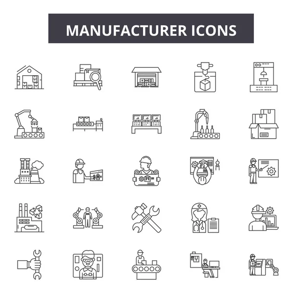 Iconos de línea del fabricante, signos, conjunto de vectores, concepto lineal, ilustración de contorno — Vector de stock