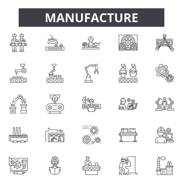 Fabricación de iconos de línea, signos, conjunto de vectores, concepto lineal, esquema ilustración — Vector de stock