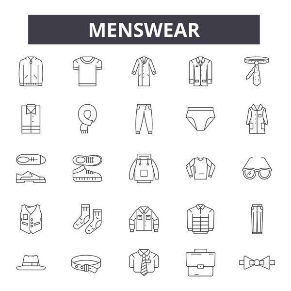 Menswear line icons, signs, vector set, linear concept, outline illustration