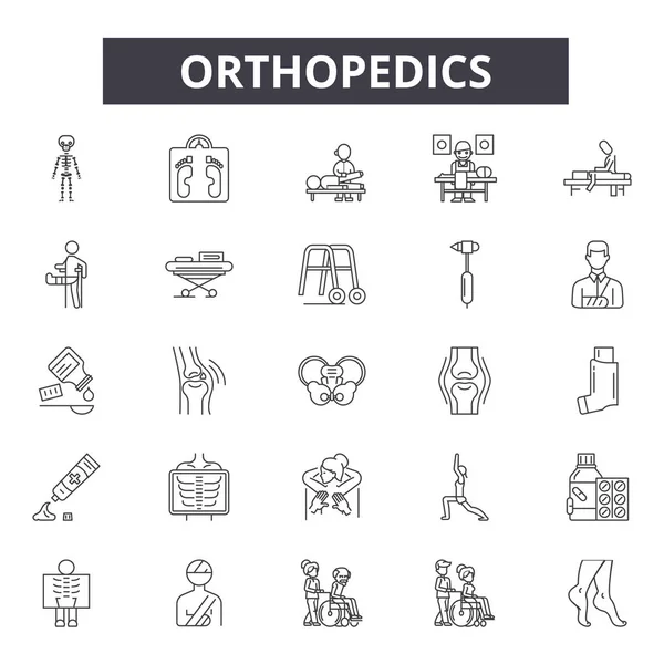 Orthopädie Liniensymbole, Zeichen, Vektorsatz, lineares Konzept, Umrissillustration — Stockvektor