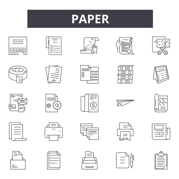 Icônes de ligne de papier, signes, ensemble vectoriel, concept linéaire, illustration de contour — Image vectorielle