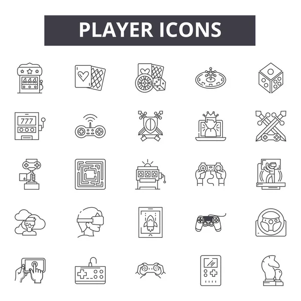 Speler lijn iconen, tekenen, vector set, lineair concept, omtrek illustratie — Stockvector