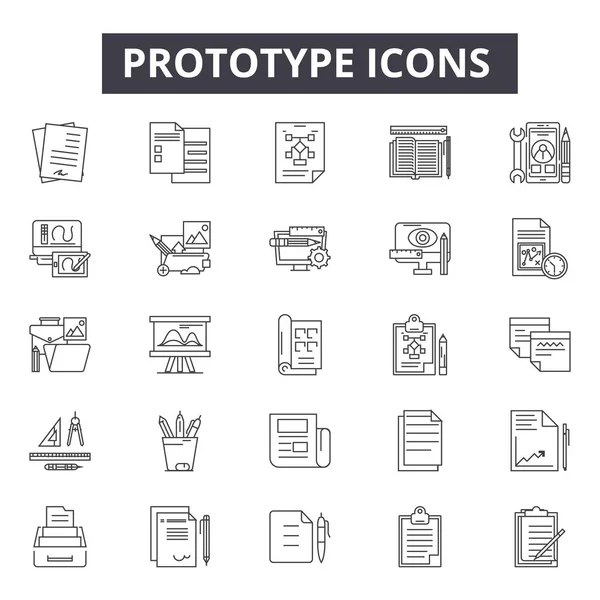 Iconos de línea de prototipo, signos, conjunto de vectores, concepto lineal, ilustración de contorno — Vector de stock