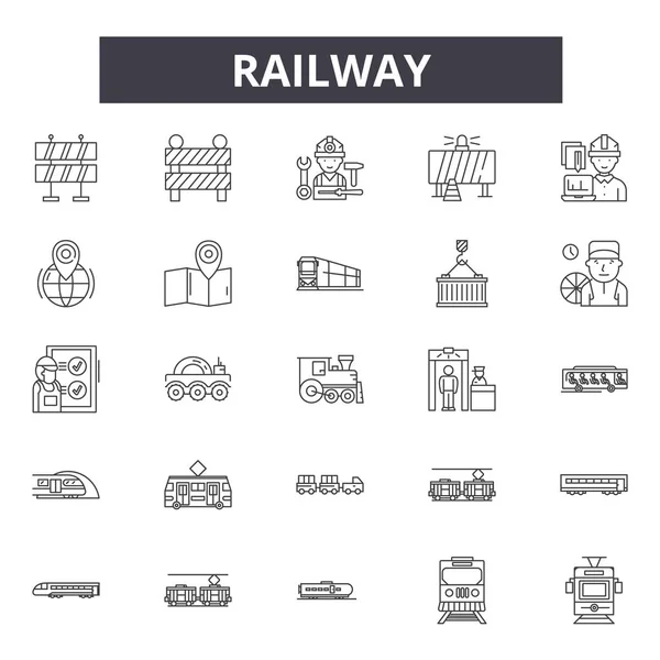 铁路线图标、标志、矢量集、线性概念、轮廓图 — 图库矢量图片