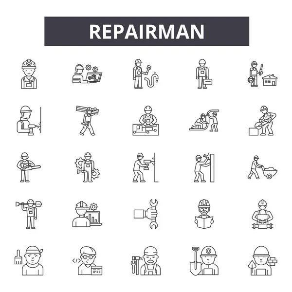 Iconos de línea de reparador, signos, conjunto de vectores, concepto lineal, ilustración de esquema — Vector de stock