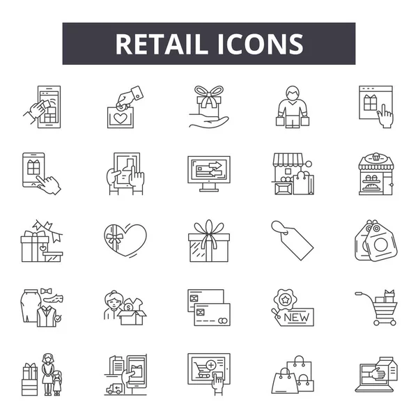 Retail lijn iconen, borden, vectorset, lineair concept, omtrek illustratie — Stockvector