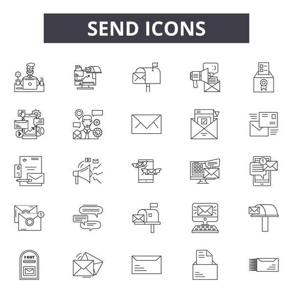 Enviar iconos de línea, signos, conjunto de vectores, concepto lineal, esquema ilustración — Vector de stock