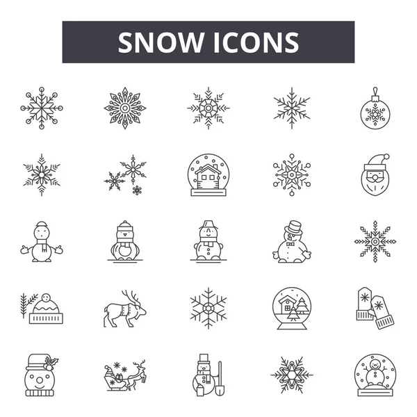 Sneeuw lijn iconen, tekenen, vector set, lineair concept, omtrek illustratie — Stockvector