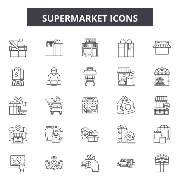 Supermarkt lijn iconen, tekenen, vector set, lineaire concept, omtrek illustratie — Stockvector