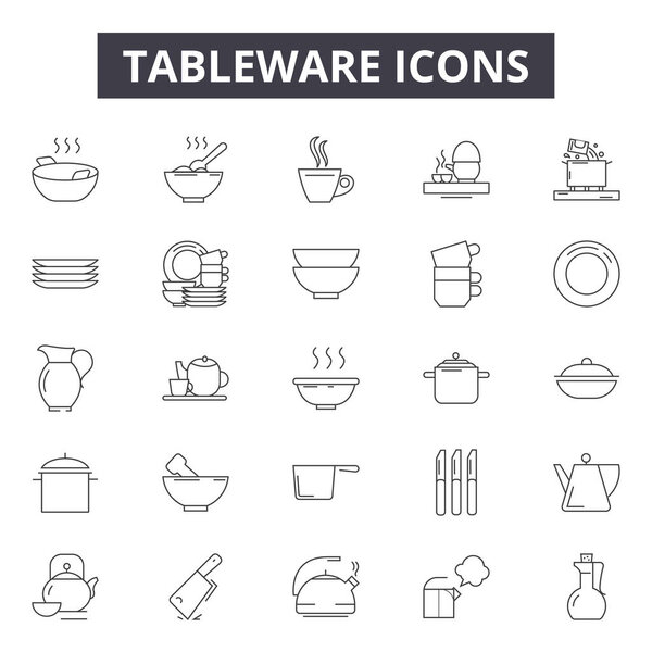 Tableware line icons, signs, vector set, linear concept, outline illustration
