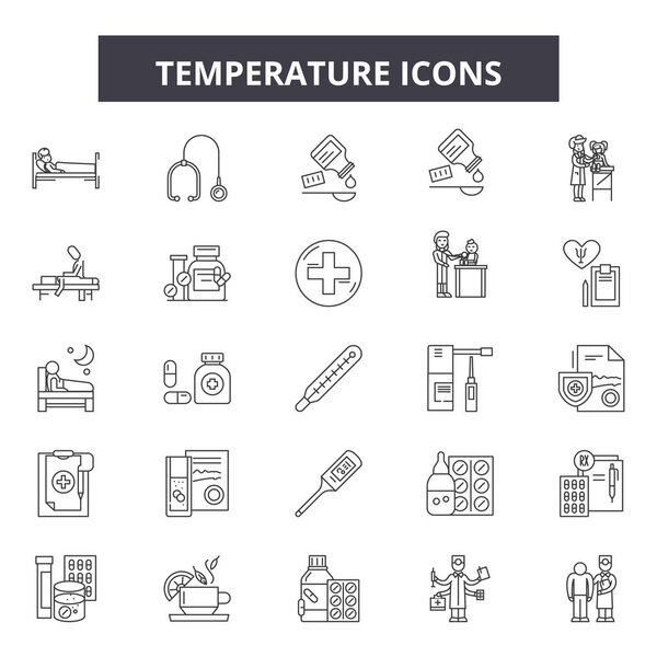 Temperature line icons, signs, vector set, linear concept, outline illustration