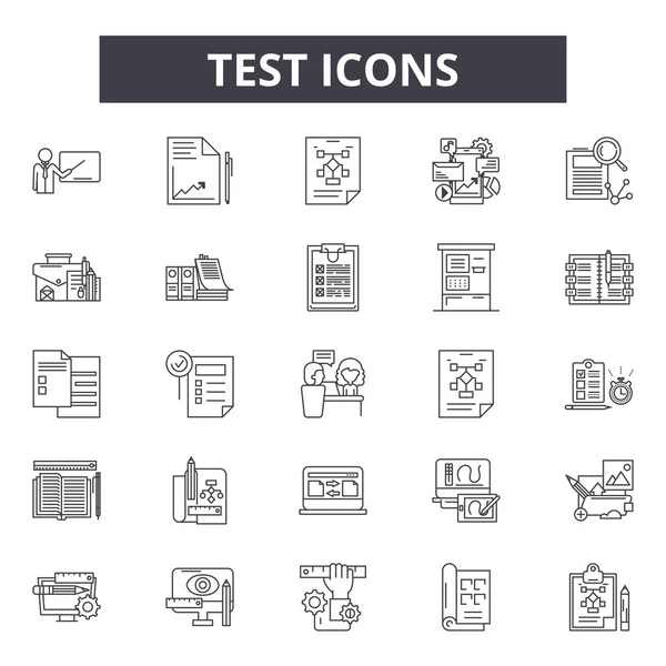 Icônes de ligne de test, signes, ensemble vectoriel, concept linéaire, illustration de contour — Image vectorielle