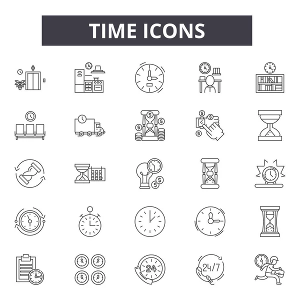 Ícones de linha do tempo, sinais, conjunto vetorial, conceito linear, ilustração esboço —  Vetores de Stock