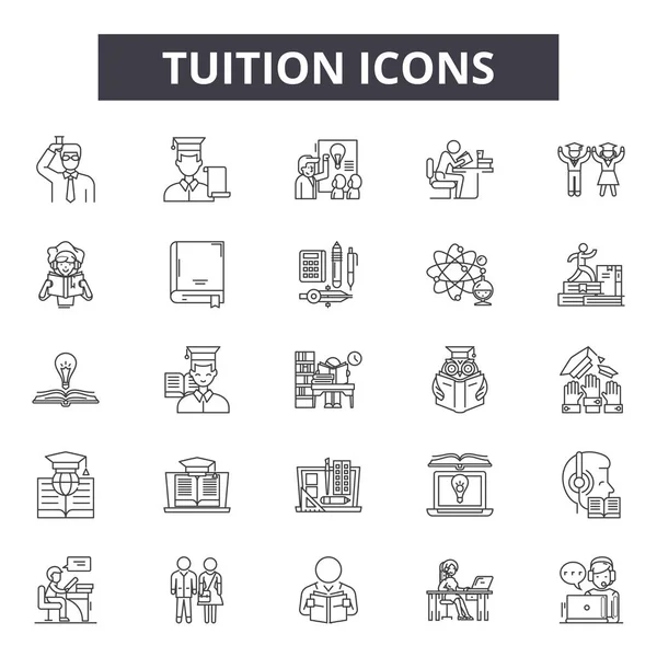 Iconos de línea de matrícula, signos, conjunto de vectores, concepto lineal, ilustración de contorno — Vector de stock