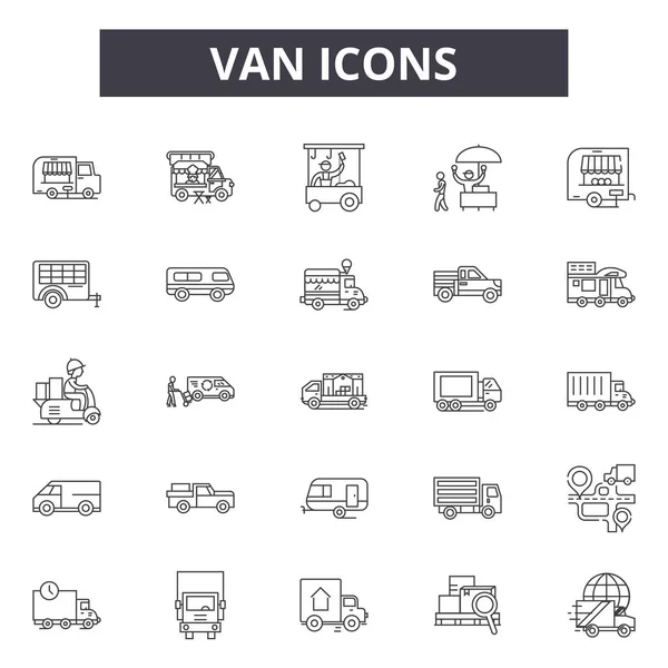 Van iconos de línea, signos, conjunto de vectores, concepto lineal, esquema ilustración — Vector de stock