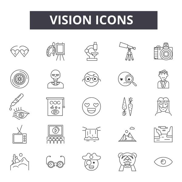 Vision Line Icons, Zeichen, Vektorsatz, lineares Konzept, Umrissillustration — Stockvektor