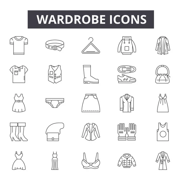 Ícones de linha de guarda-roupa, sinais, conjunto vetorial, conceito linear, ilustração esboço —  Vetores de Stock