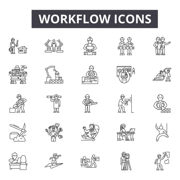 stock vector Workflow line icons, signs, vector set, linear concept, outline illustration