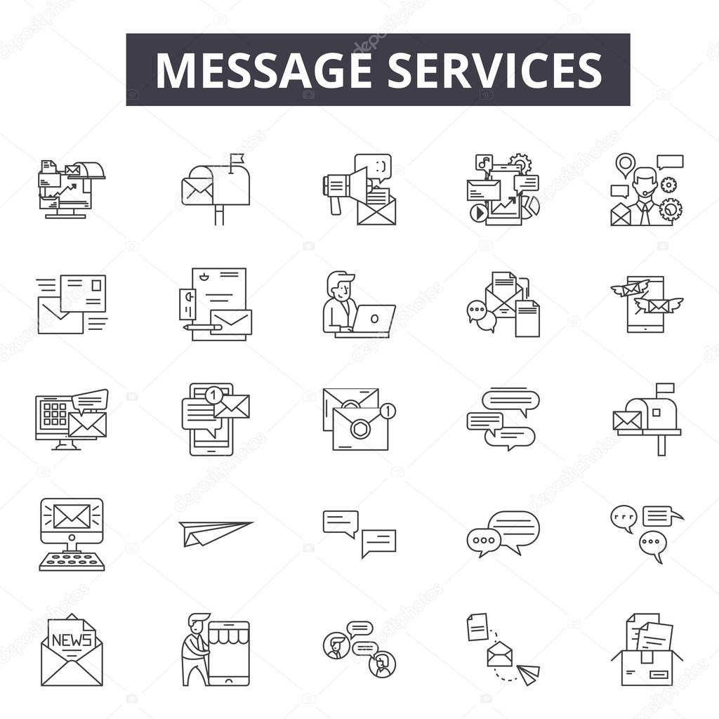 Message services line icons, signs, vector set, linear concept, outline illustration