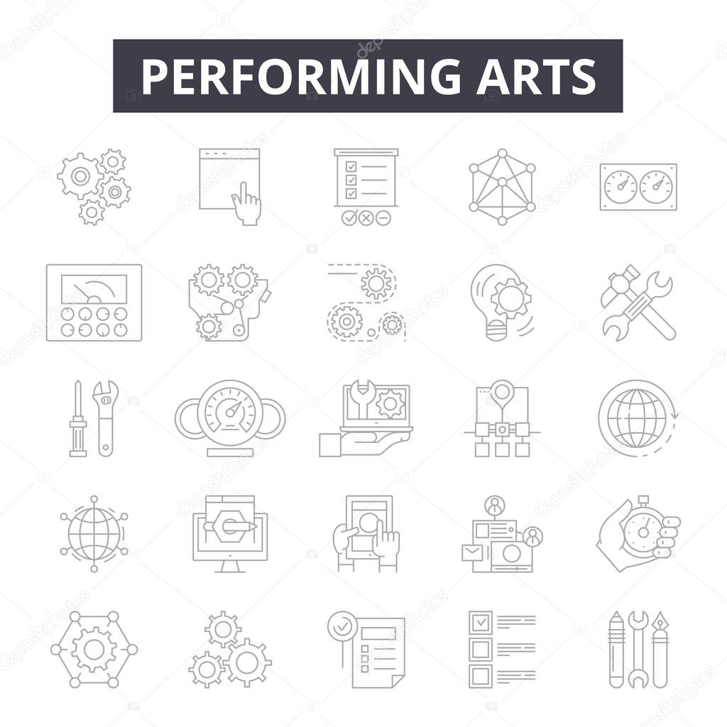 Performing arts line icons, signs, vector set, linear concept, outline illustration