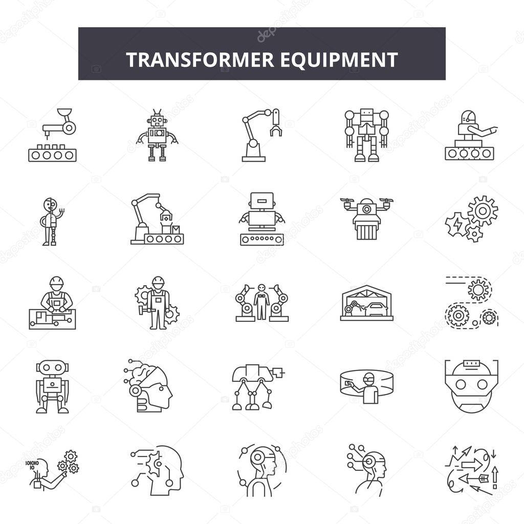 Transformer equipment line icons, signs, vector set, linear concept, outline illustration