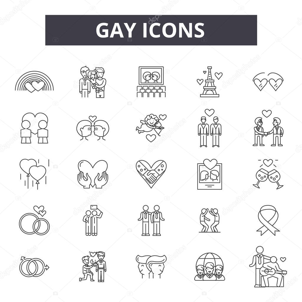 Gay line icons, signs, vector set, linear concept, outline illustration