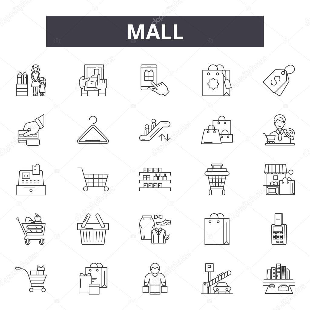 Mall line icons, signs, vector set, linear concept, outline illustration