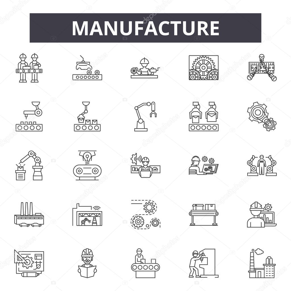 Manufacture line icons, signs, vector set, linear concept, outline illustration