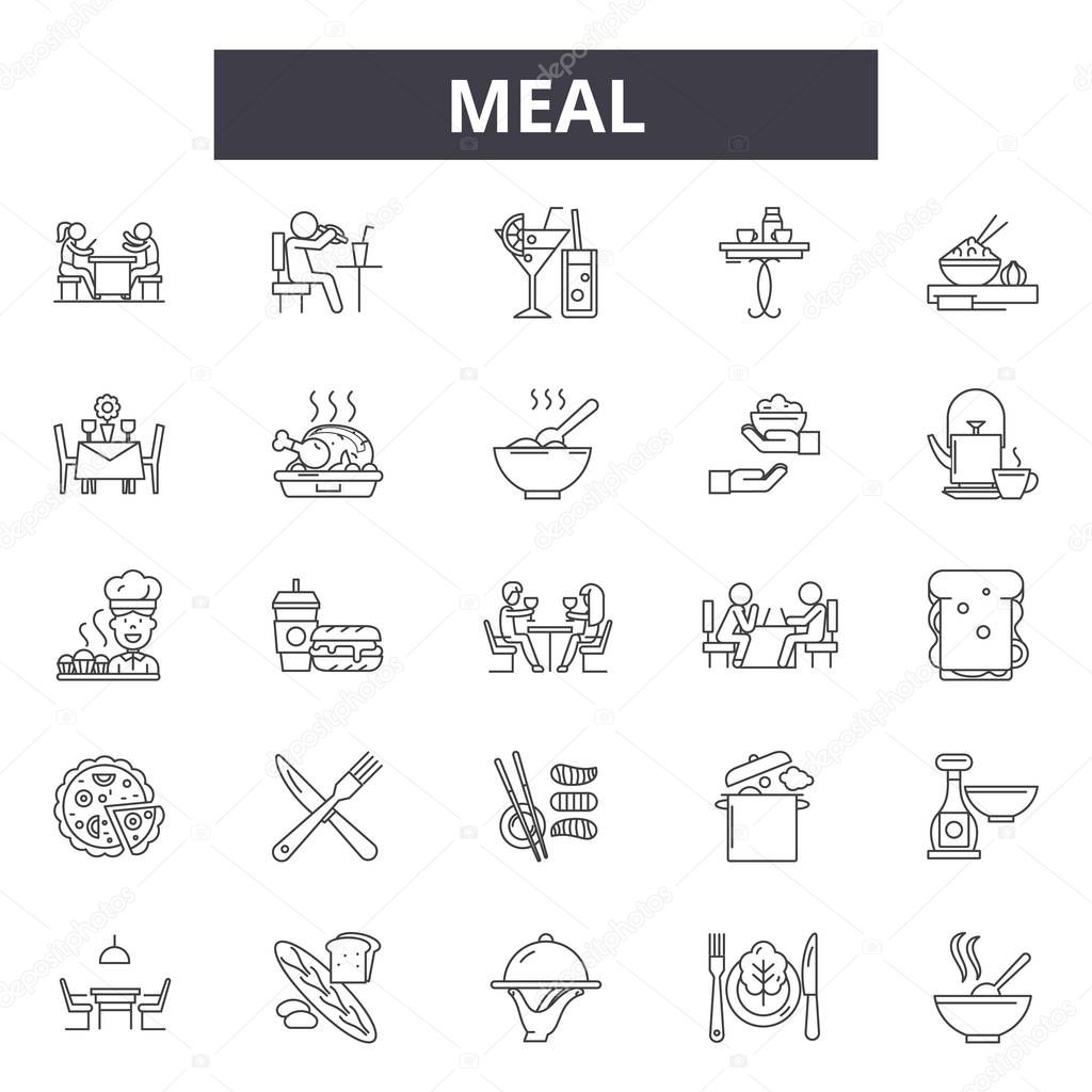 Meal line icons, signs, vector set, linear concept, outline illustration