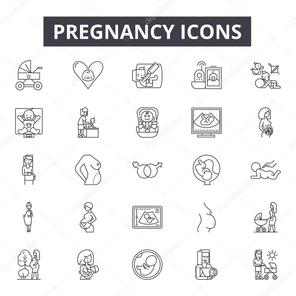 Pregnancy line icons, signs, vector set, linear concept, outline illustration