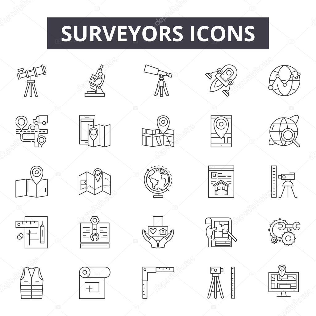 Surveyors line icons, signs, vector set, linear concept, outline illustration