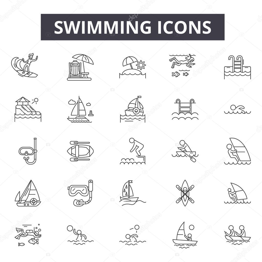 Swimming line icons, signs, vector set, linear concept, outline illustration