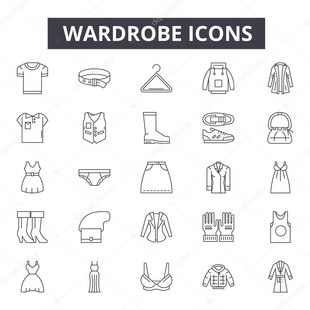 Wardrobe line icons, signs, vector set, linear concept, outline illustration