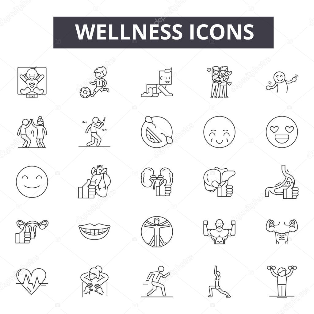 Wellness line icons, signs, vector set, linear concept, outline illustration