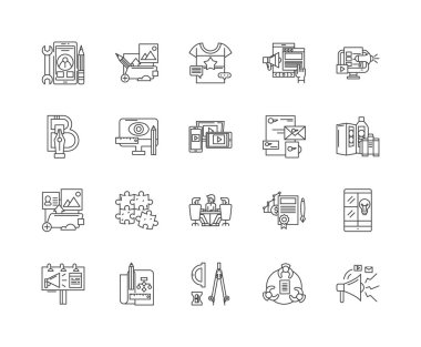 Agile development line icons, signs, vector set, outline illustration concept  clipart