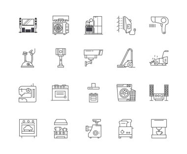 Aletleri çizgi simgeleri, işaretler, vektör seti, anahat illüstrasyon kavramı 