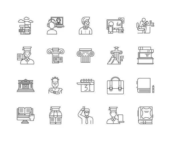 Iconos de línea de impresión 3d, signos, conjunto de vectores, esquema concepto de ilustración — Vector de stock