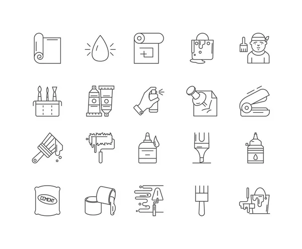 Adhesive line icons, signs, vector set, outline illustration concept — Stock Vector