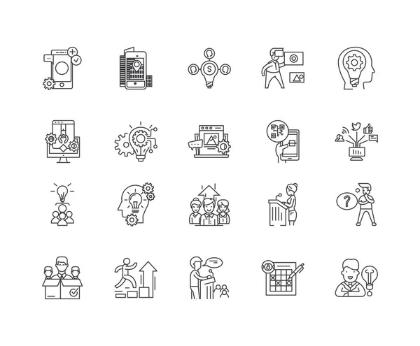 Ícones de linha do conselheiro, sinais, conjunto de vetores, conceito de ilustração de contorno —  Vetores de Stock