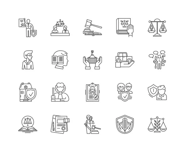 Advocacy lijn iconen, tekenen, vector set, omtrek illustratie concept — Stockvector