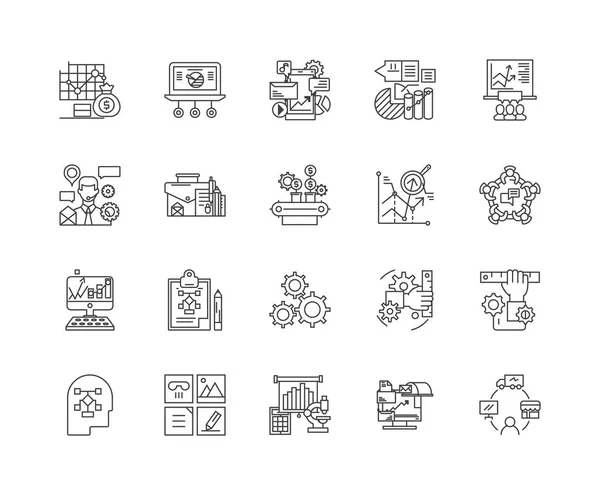Algorytm linii ikony, znaki, wektor zestaw, zarys ilustracji koncepcji — Wektor stockowy