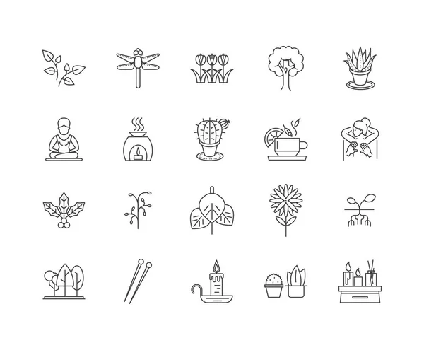 Alternative therapy line icons, signs, vector set, outline illustration concept — Stock Vector