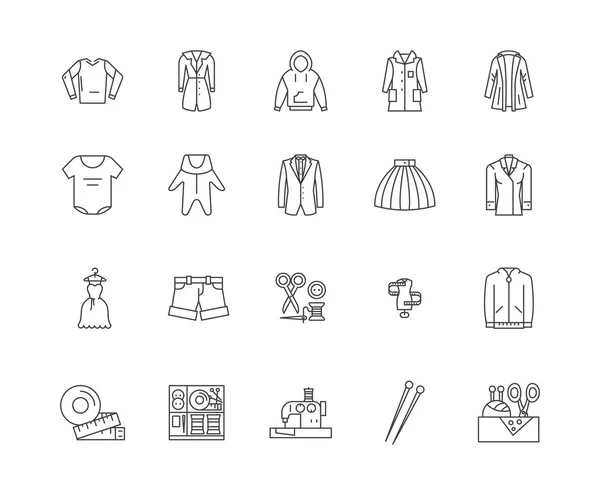 Abbigliamento business line icone, segni, set vettoriale, concetto di illustrazione contorno — Vettoriale Stock