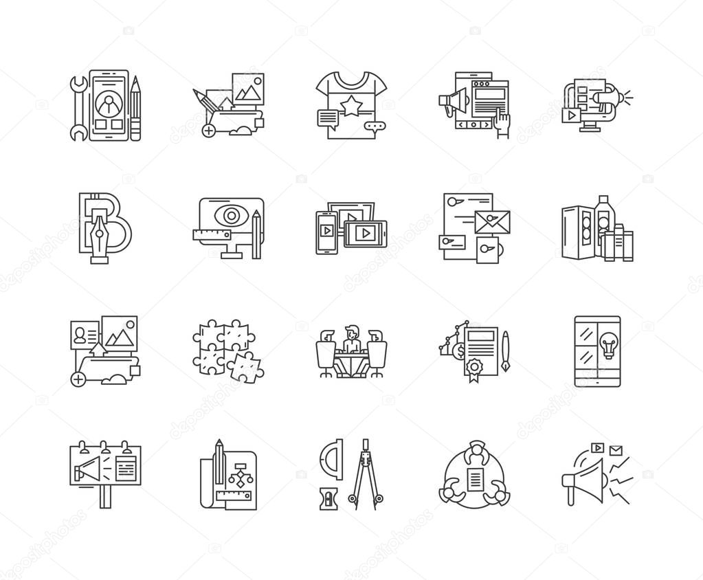 Agile development line icons, signs, vector set, outline illustration concept 