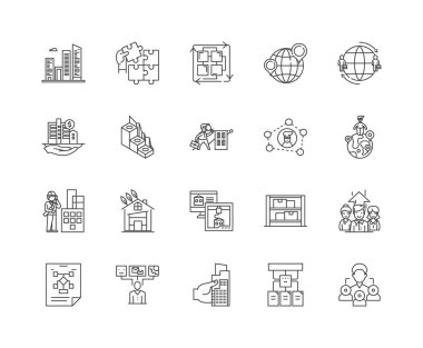 Şube çizgisi simgeleri, işaretler, vektör seti, anahat çizim i 