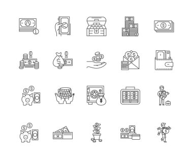 Nakit ve taşıma hattı simgeleri, işaretler, vektör seti, anahat illüstrasyon kavramı 